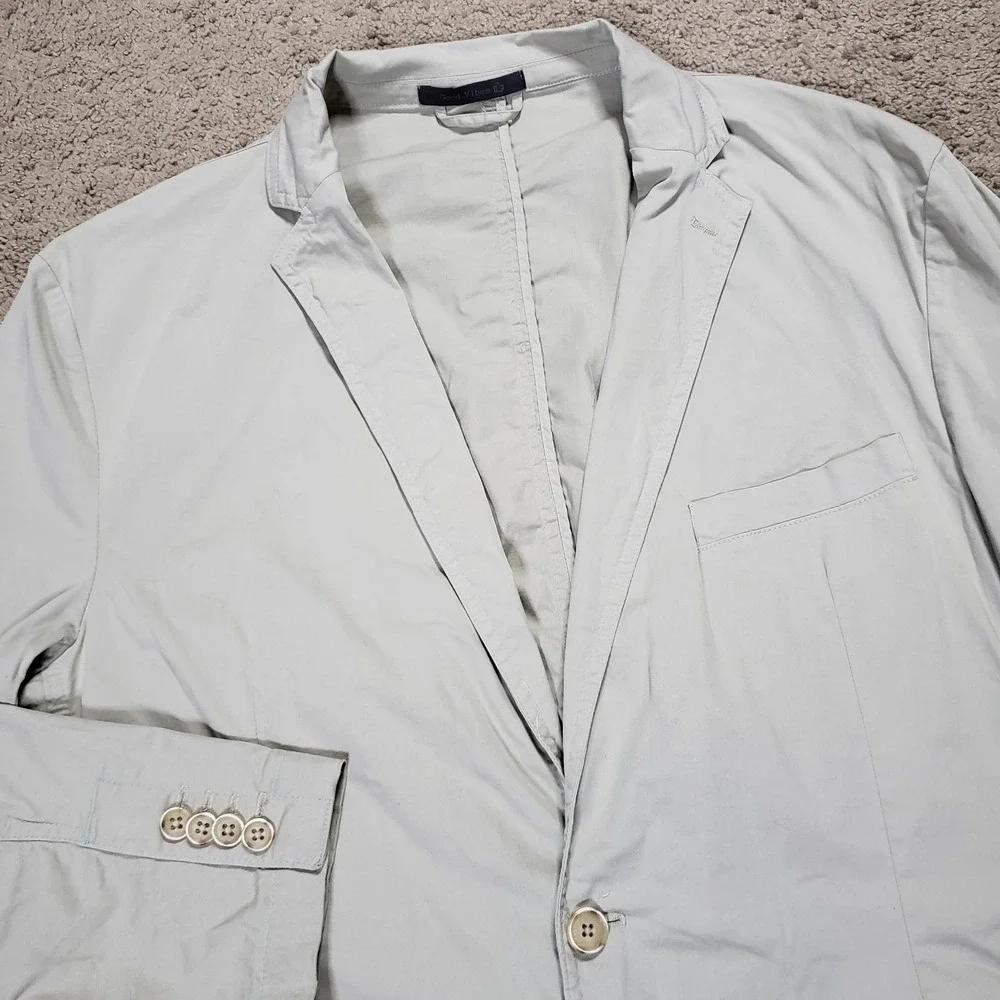 C-LAB NYC Mens 46L Blazer Garment Dyed Stretch Cotton Unlined Beige Lightweight